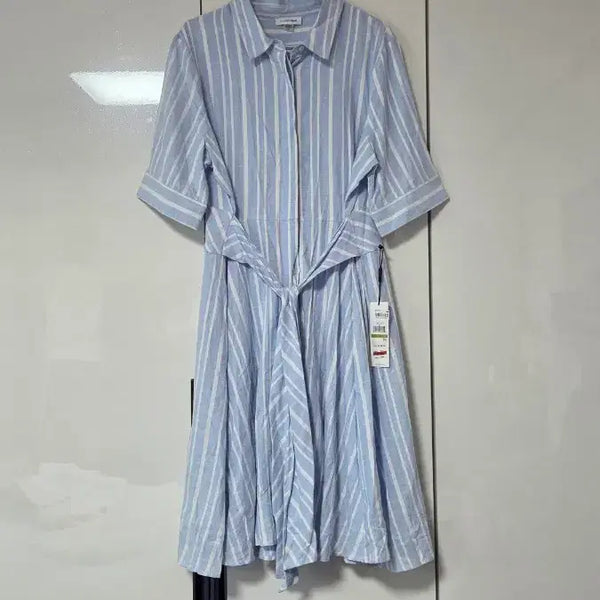 [BUNJANG] Calvin Klein Striped Shirt Dress / 캘빈클라인 스트라이프 셔츠 원피스