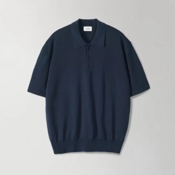 [BUNJANG] The Row Plain Half Knit Polo Navy / (2) 인더로우 플레인 하프 폴로니트 네이비