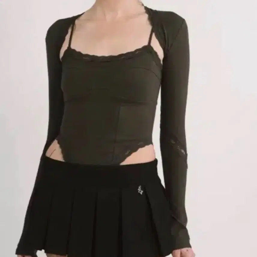 [BUNJANG] 3times Evelyn Brown Bodysuit + Bolero Set / 쓰리타임즈 에블린 브라운 바디수트+볼레로