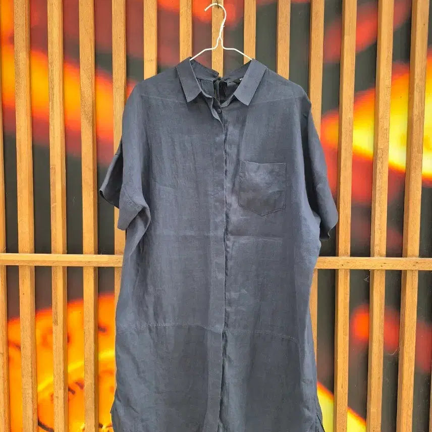 [BUNJANG] Beanpole Linen Shirt Dress / 빈폴 마  남방형 원피스90~95