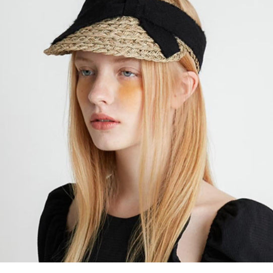 [BUNJANG] Brown Hat Le Petit Sun Visor Beige / 브라운햇 - 르쁘띠 썬바이저 -베이지 (리본선바이저)