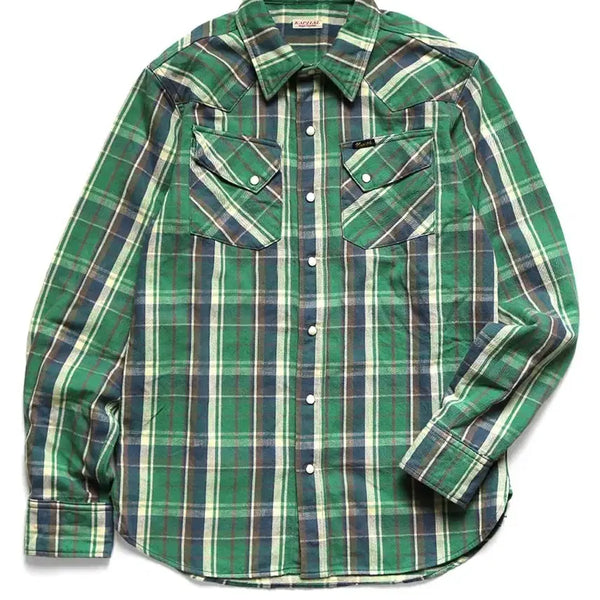 [BUNJANG] KAPITAL Flannel Check Western Shirt Green Size 2 / KAPITAL 캐피탈 플란넬 체크 웨스턴 셔츠 / 2 사이즈