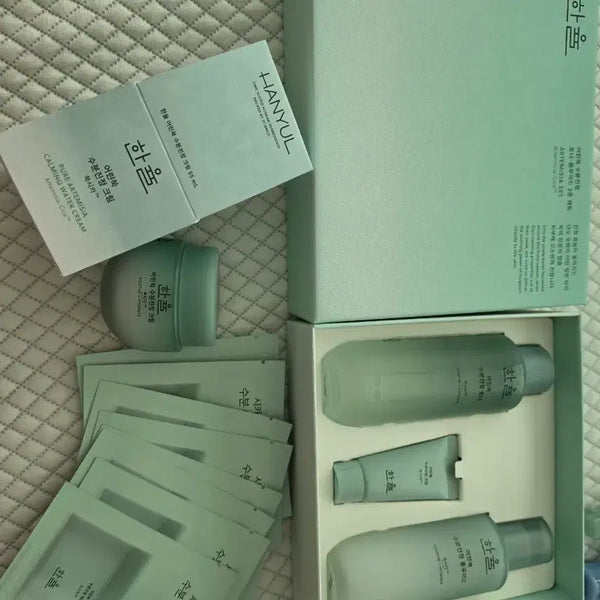 [BUNJANG] Hanyul Young Mugwort Calming Line Bundle Set / 한율 어린쑥 2종세트 & 수분 진정 크림 & 패드 일괄 판매