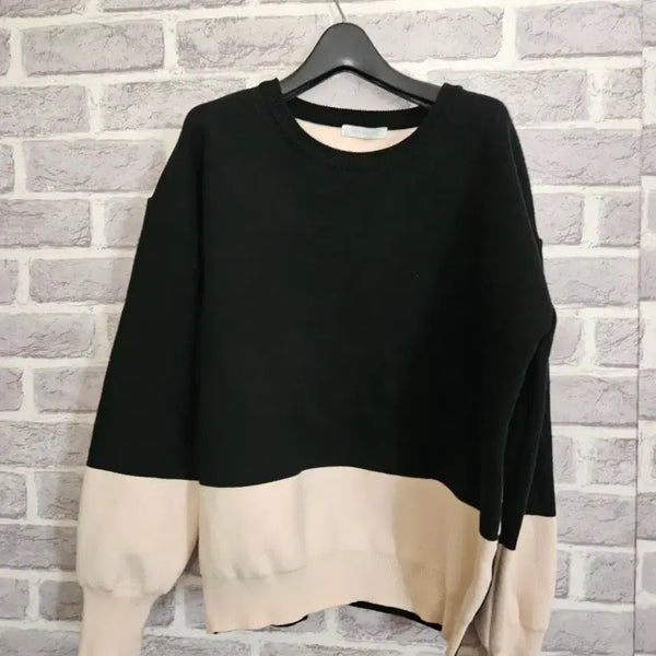 [BUNJANG] Mazia Look Colorblock Knit / Mazia look 블랙배색 니트/알뜰한여우
