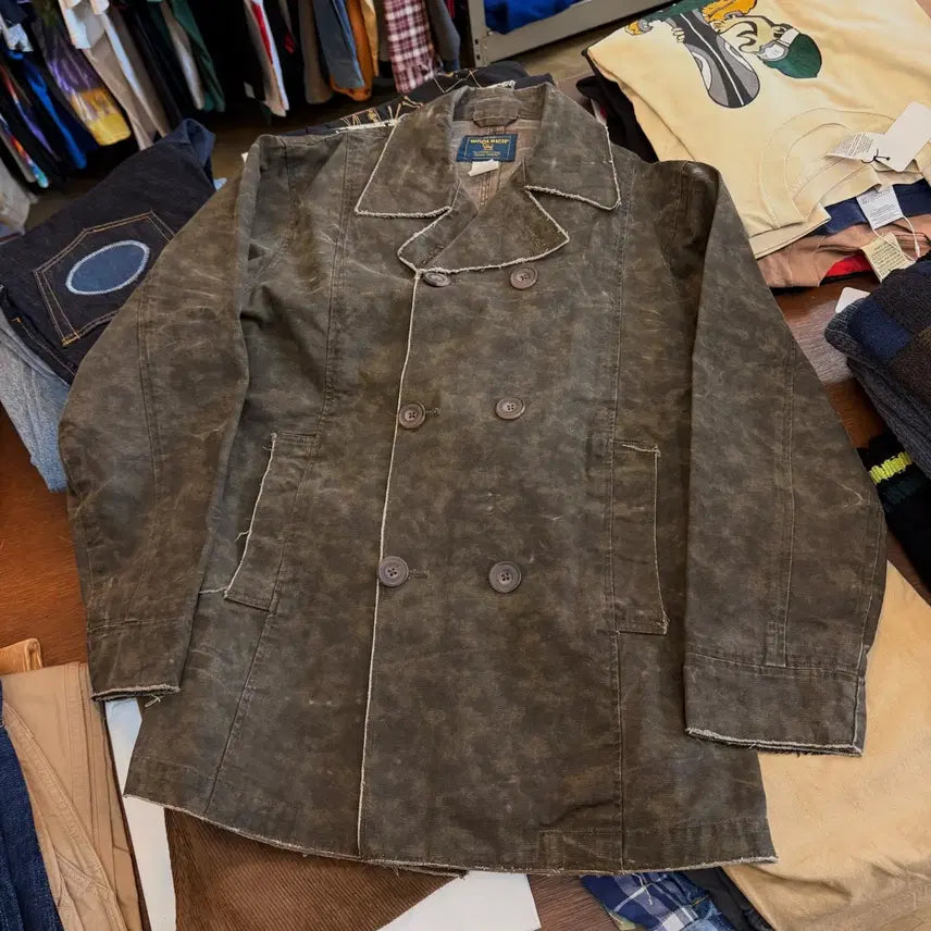 [BUNJANG] Woolrich Rough Cut Camouflage Peacoat Jacket / 울리치 러프 커팅 카모플라쥬 피코트 자켓