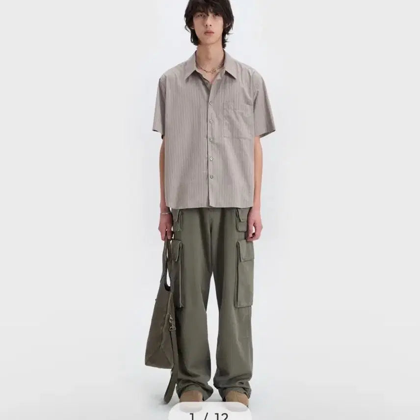 [BUNJANG] Belier Chico Short Sleeve Shirt Grey Stripe / (새상품) 26ss 벨리에 치코 숏 슬리브 셔츠 그레이 스트라이프 5