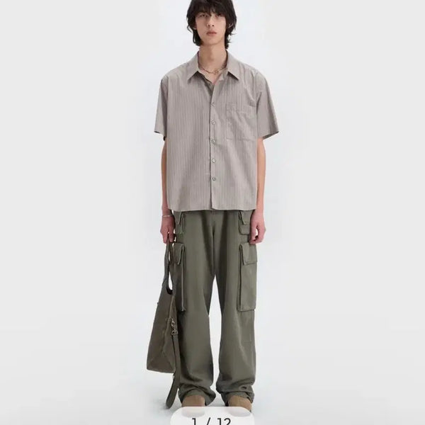 [BUNJANG] Belier Chico Short Sleeve Shirt Grey Stripe / (새상품) 26ss 벨리에 치코 숏 슬리브 셔츠 그레이 스트라이프 5