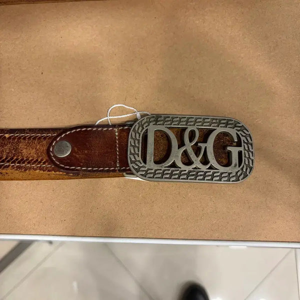[BUNJANG] Dolce & Gabbana Metal Logo Leather Belt / 돌체앤가바나 D&G 메탈 로고 가죽 벨트