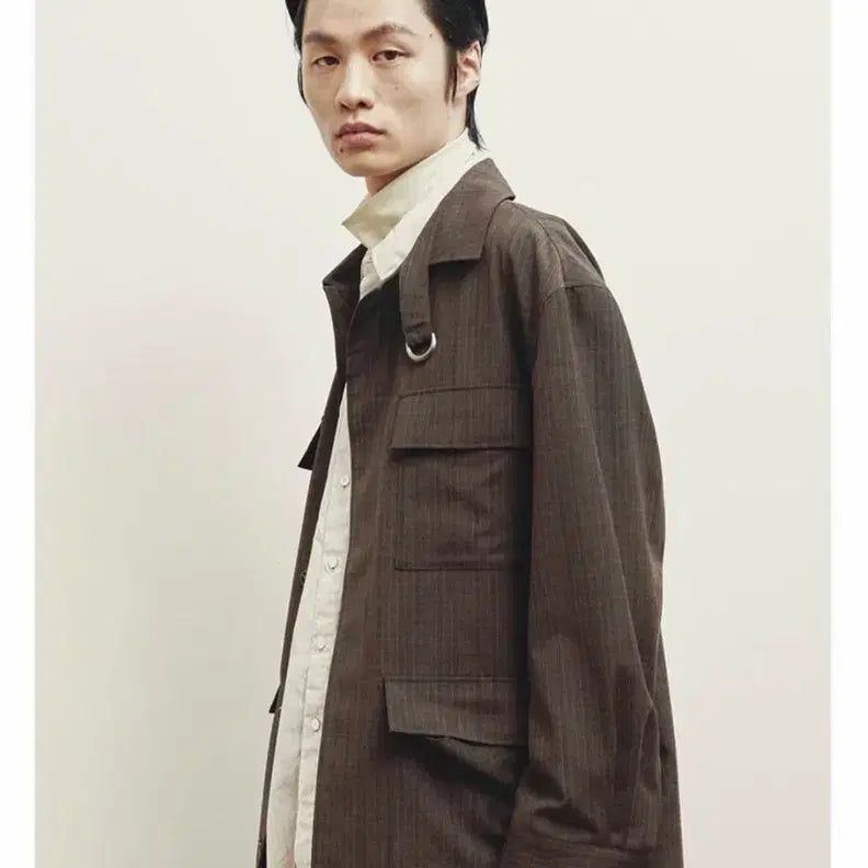 [BUNJANG] Youth Lab 25 Season Safari Jacket Brown Stripe M / 25시즌 유스 사파리 자켓 브라운 스트라이프 M