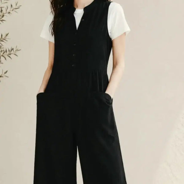 [BUNJANG] Black Sleeveless Wide Jumpsuit / 새상품 블랙 민소매 와이드 점프수트