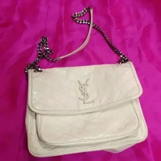 [BUNJANG] Saint Laurent Chevron Chain Shoulder Bag Ivory / 입생로랑 쉐브론 체인 숄더백 아이보리