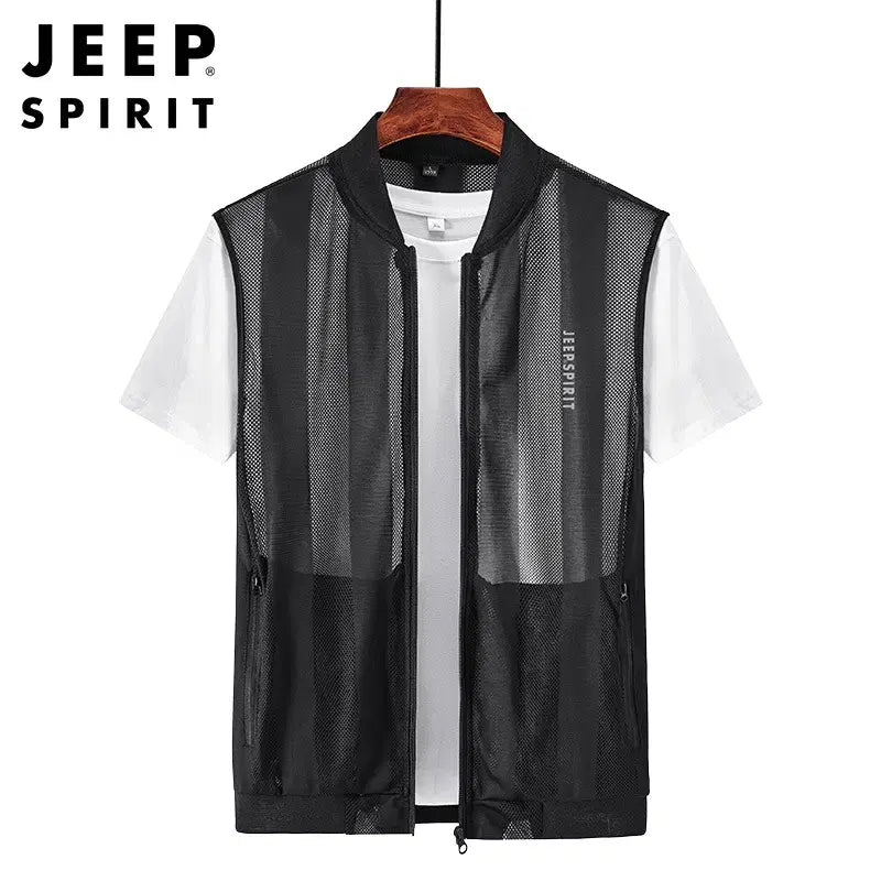 [BUNJANG] JEEP SPIRIT Men's Summer Mesh Zip-Up Vest with Pockets / JEEP SPIRIT 남성 여름 메쉬 베스트 집업 포켓 조끼
