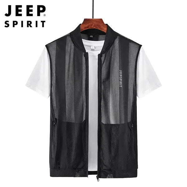 [BUNJANG] JEEP SPIRIT Men's Summer Mesh Zip-Up Vest with Pockets / JEEP SPIRIT 남성 여름 메쉬 베스트 집업 포켓 조끼