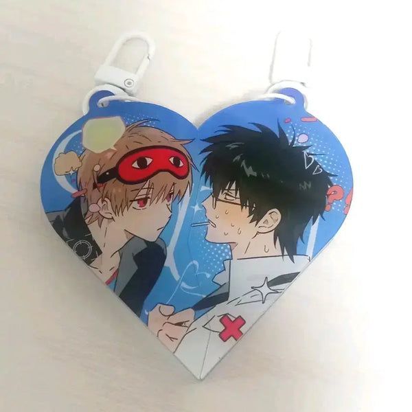 [BUNJANG] Gintama Okikagu Okita Sougo Hijikata Toshiro Heart Charm / 은혼 오키히지 오키타 소고 히지카타 하트 키링