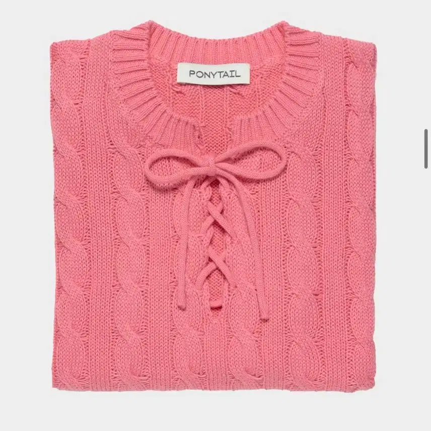 [BUNJANG] Ponytail Ivy Cable Ribbon Knit Top / 포니테일 반팔 니트(정가 135,000원)