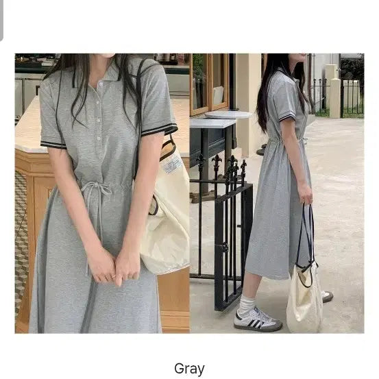 [BUNJANG] String Long Dress - Grey / 새상품) 스트링 롱 원피스