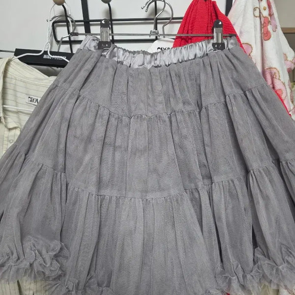 [BUNJANG] Sino Tulle Tutu Skirt - Light Grey / 시눈 튜튜 샤스커트 ㅡ 라이트 그레이