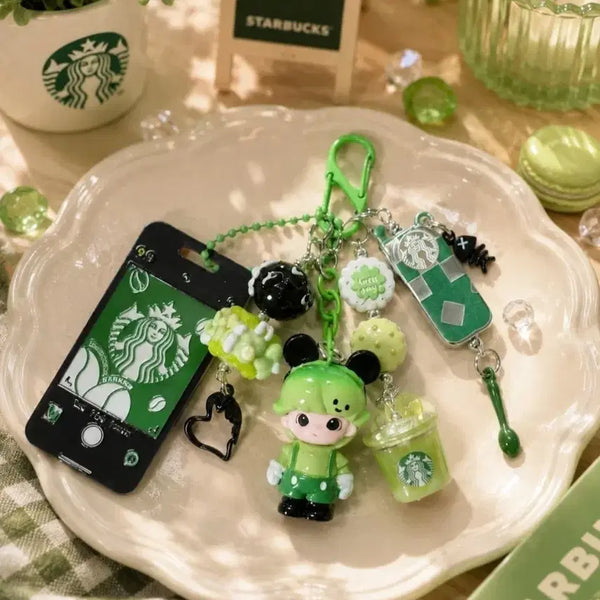 [BUNJANG] Starbucks Mickey Dimoo Figure Keychain (Handmade) / 그린 블랙 스타벅스 미키디무 피규어 키링(핸드메이드)