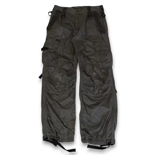 [BUNJANG] JPN MIDAS Deep Charcoal Multi-Pocket Distressed Cargo Pants (M) / JPN MIDAS 마이다스 딥차콜 멀티 포켓 데미지 카고 팬츠 M