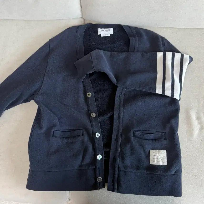 [BUNJANG] Thom Browne Navy Cotton Cardigan with Signature Striped Armband / 톰브라운 가디건 (정품)