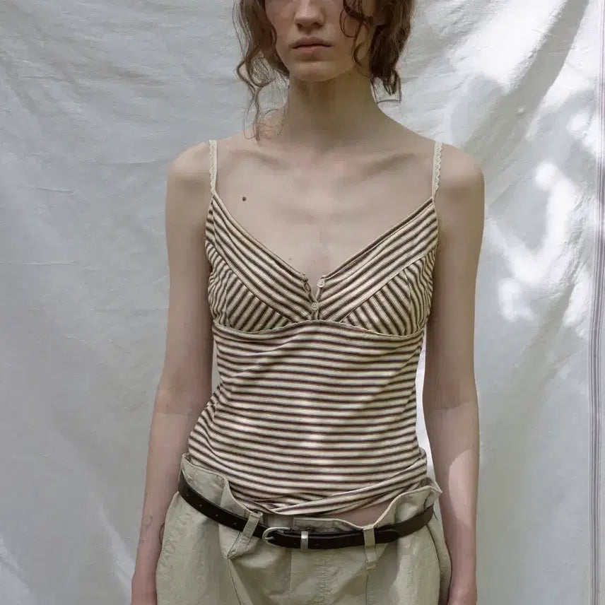 [BUNJANG] VIA PLAIN Striped Sleeveless Top / 비아플레인 스트라이프 나시
