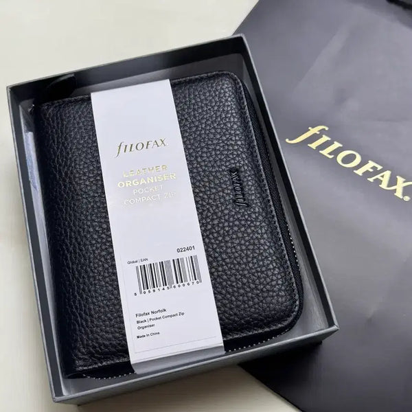 [BUNJANG] Filofax Norfolk Zip A7 Black Planner (with Strap) / 파일로팩스 노퍽 zip a7 블랙(스트랩 포함)