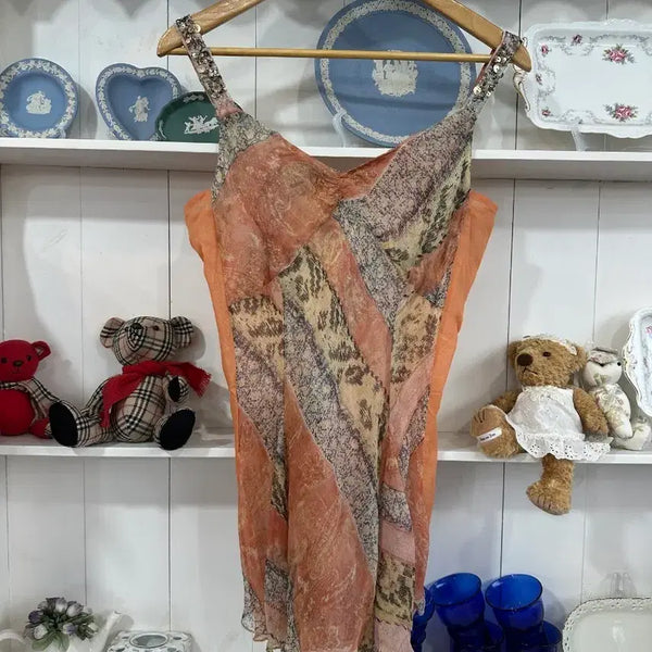 [BUNJANG] ETC Italy Beaded Strap Chiffon Dress / 이탈리아제 비즈 스트랩 시폰 원피스