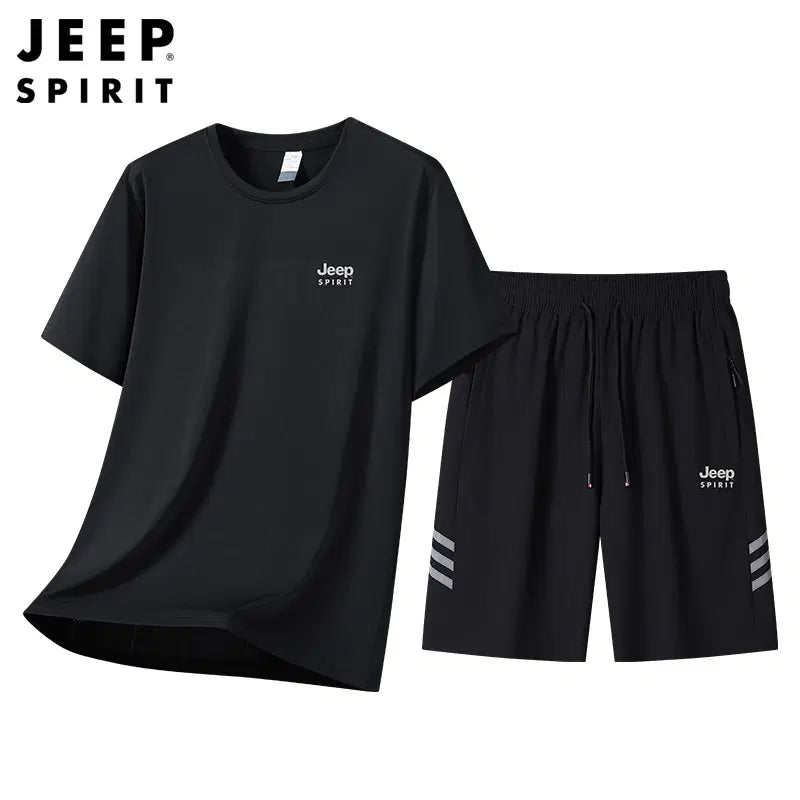 [BUNJANG] JEEP SPIRIT Men's Summer Short Sleeve T-Shirt and Shorts Set / JEEP SPIRIT 남성 여름 반팔티 반바지 세트 데일리 트레이닝복