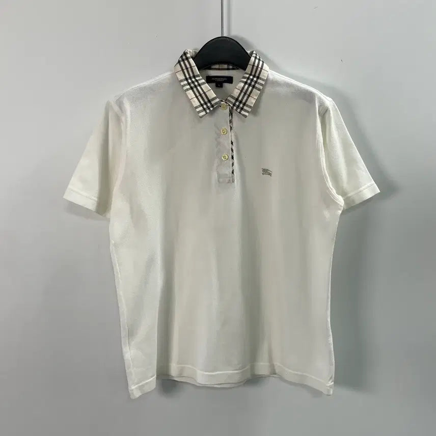 [BUNJANG] Burberry Women's Logo Nova Check Collar Short Sleeve T-Shirt / 버버리 우먼스 로고 노바체크 카라 반팔티 (on.1493)