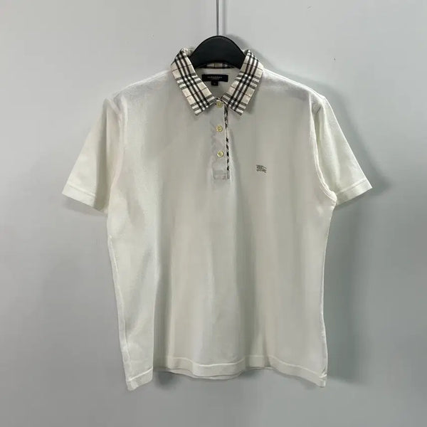 [BUNJANG] Burberry Women's Logo Nova Check Collar Short Sleeve T-Shirt / 버버리 우먼스 로고 노바체크 카라 반팔티 (on.1493)