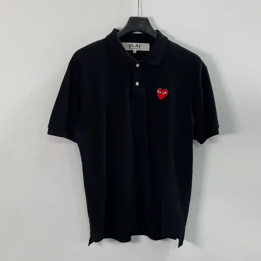 [BUNJANG] Comme des Garçons Patch Black Short Sleeve Polo T-Shirt / 꼼데가르송 와펜 블랙 반팔 카라티 (on.1495)