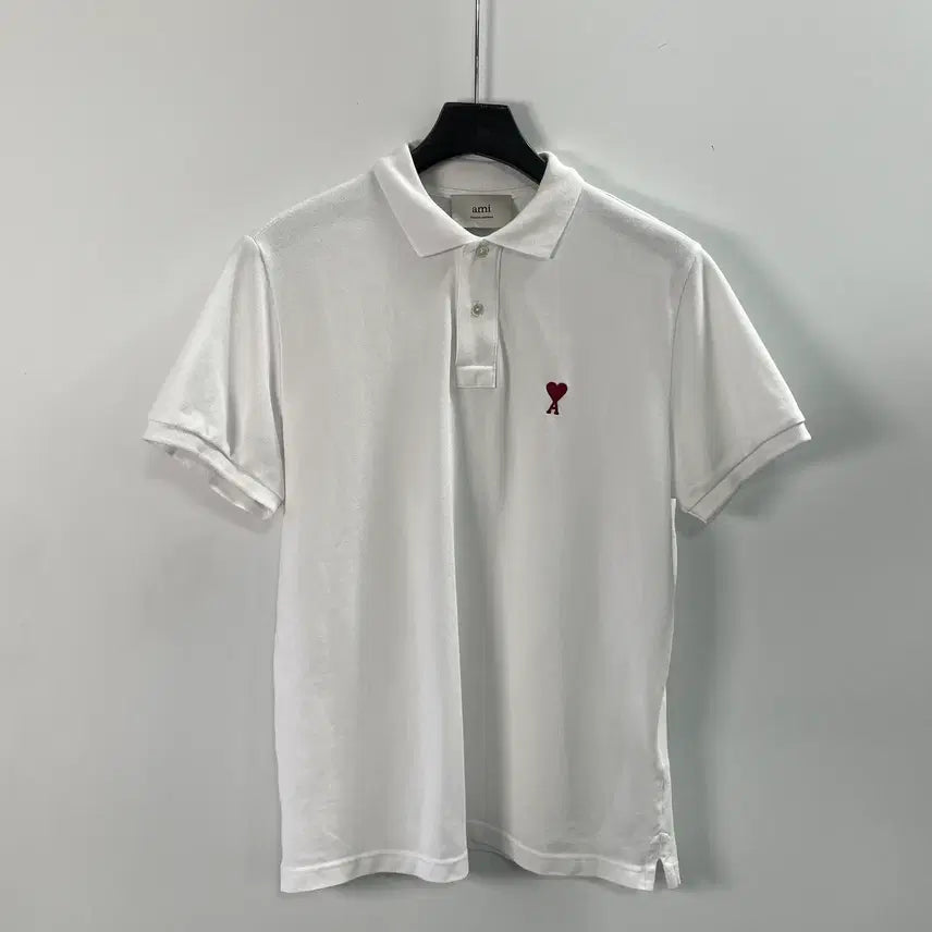 [BUNJANG] AMI White Short Sleeve Polo T-Shirt / 아미 화이트 반팔 카라티 (on.1496)