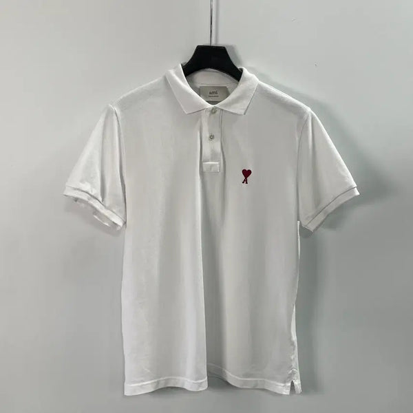 [BUNJANG] AMI White Short Sleeve Polo T-Shirt / 아미 화이트 반팔 카라티 (on.1496)