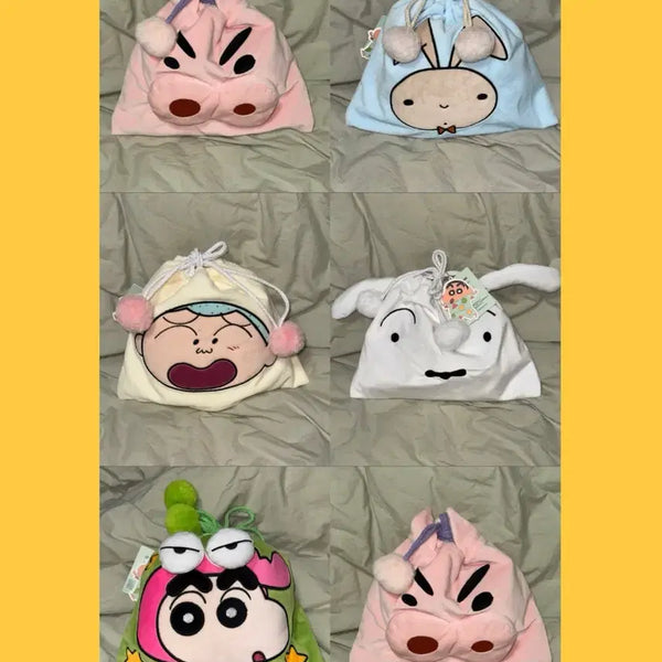 [BUNJANG] Crayon Shin-chan Lucky Draw Pouch with Pom Pom / 짱구 복조리 복주머니 파우치 짱구는못말려굿즈쿠지뽑기가챠고전문구흰둥이부리부리훈이맹구유리철수피규어인형키링