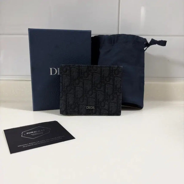 [BUNJANG] Dior Oblique Bifold Wallet Black / [S급/신형] 디올 오블리크 반지갑 블랙