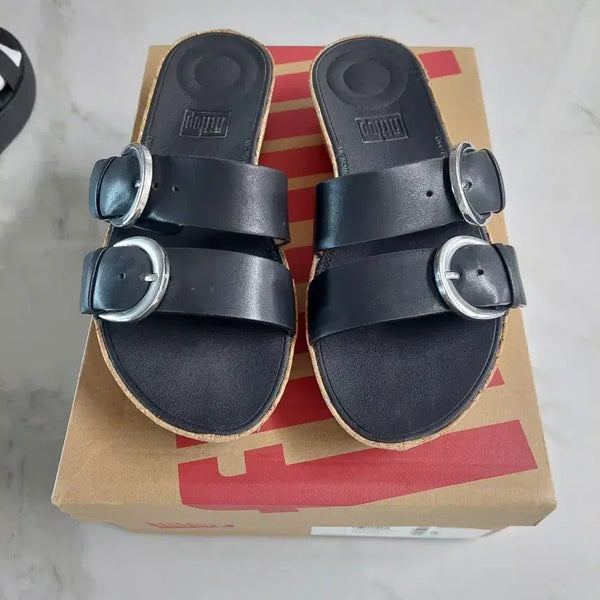 [BUNJANG] Fitflop Women's Black Double Buckle Sandals / 핏플랍 여성 블랙 더블 버클 샌들