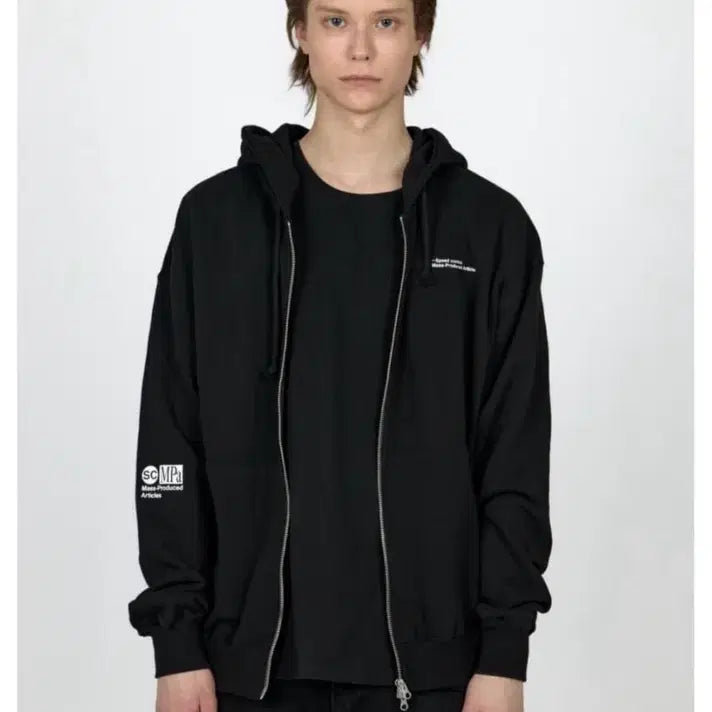 [BUNJANG] Plastic Product Hooded Zip-Up Jacket Black / 플라스틱 프로덕트 후드 집업 블랙