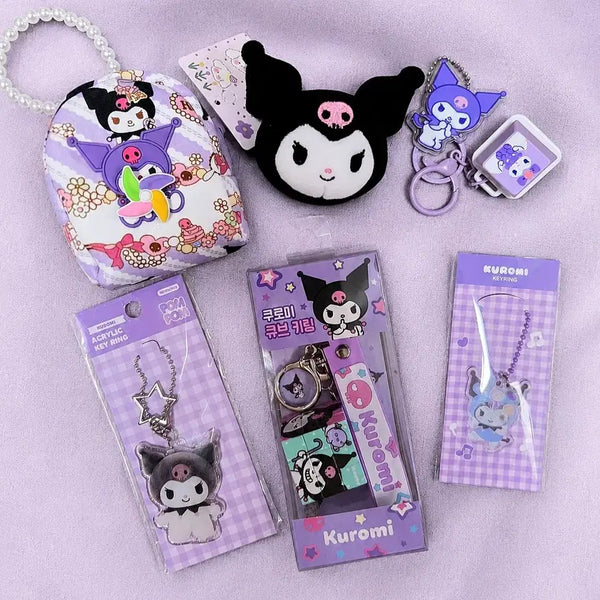 [BUNJANG] Kuromi Cube Keychain, Keycap, Clicker, Pouch Set / (새상품)(6종 세트) 쿠로미 큐브 키링 아크릴 키캡 클릭커 파우치