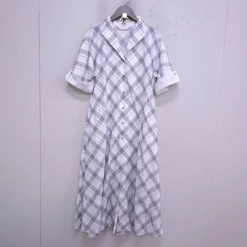 [BUNJANG] Balenciaga Summer Check Flare Long Dress / 발렌시아) 여름 체크 무늬 플레어 롱원피스 -F