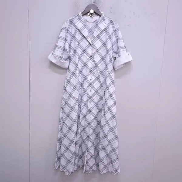 [BUNJANG] Balenciaga Summer Check Flare Long Dress / 발렌시아) 여름 체크 무늬 플레어 롱원피스 -F