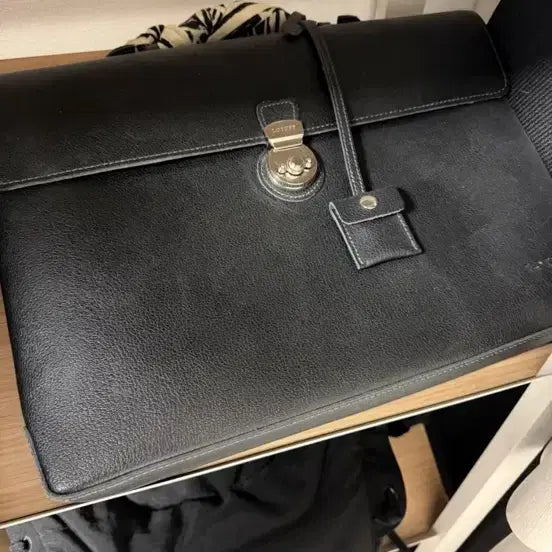 [BUNJANG] Lottuff Briefcase Black Leather Document Bag / 로터프 브리프케이스 블랙 가죽 서류 가방