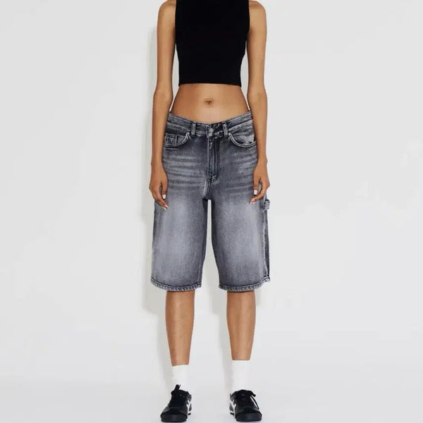 [BUNJANG] Nuaclear Carpenter Bermuda Denim Pants W_Black Size 1 / 누아클레 카펜터 버뮤다 데님 팬츠 W_블랙 1