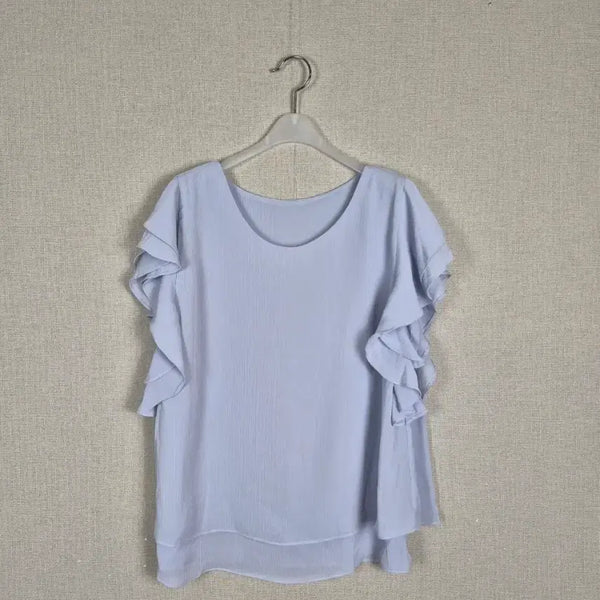 [BUNJANG] Light Blue Frill Blouse LL Size / (#66,77추천/LL/택X새상품)하늘색 프릴 블라우스