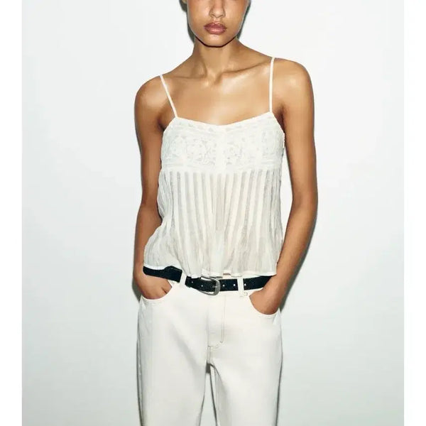 [BUNJANG] Zara Embroidered Strap Top 4387/101 / 새제품) 자라 자수 스트랩 탑 4387/101