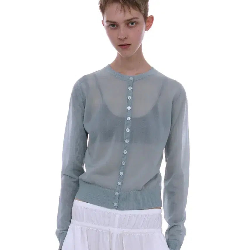[BUNJANG] Partimento Women's Sheer Cardigan Mint / 파르티멘토 우먼 시어 가디건 민트