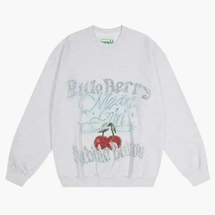 [BUNJANG] Tuewid Crystal Cherry Sweatshirt Size 2 / Tuewid 크리스탈 체리 맨투맨 2사이즈