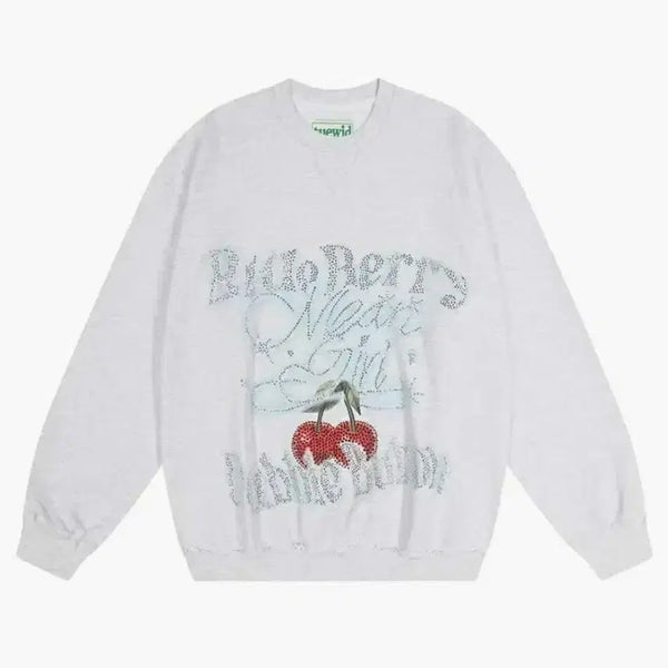 [BUNJANG] Tuewid Crystal Cherry Sweatshirt Size 2 / Tuewid 크리스탈 체리 맨투맨 2사이즈