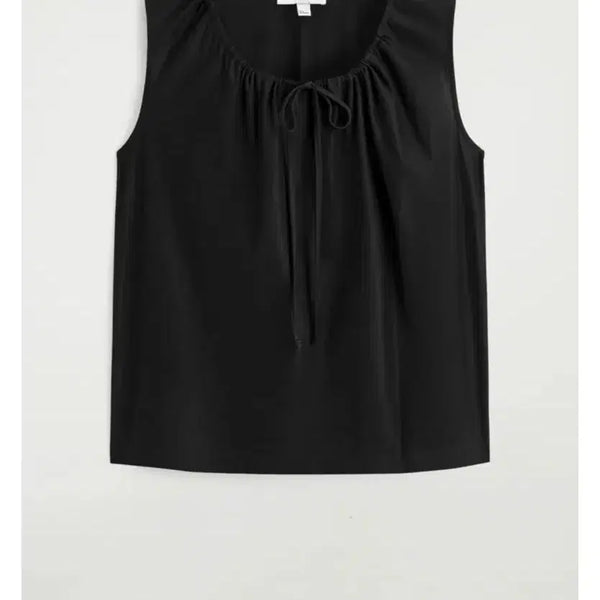 [BUNJANG] COS Gathered Neck Jersey Sleeveless Top Black XS / COS 개더드 넥 저지 슬리브리스 탑