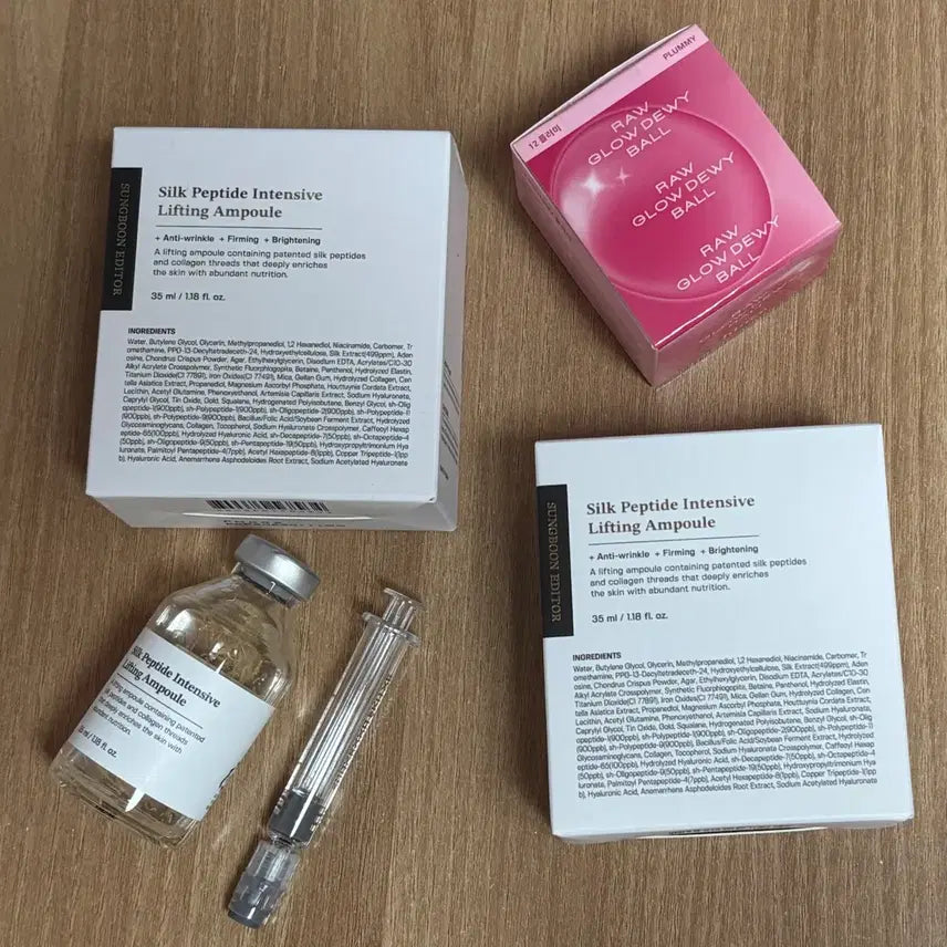 [BUNJANG] Ingredient Editor Silk Peptide Melting Thread Ampoule (2 Sealed) + hince Mood Glow Dewy Cheek (1 Opened) / 성분에디터 실크펩타이드 녹는실 앰플 2개 미개봉 + 힌스 로 글로우 듀이 볼 단순개봉