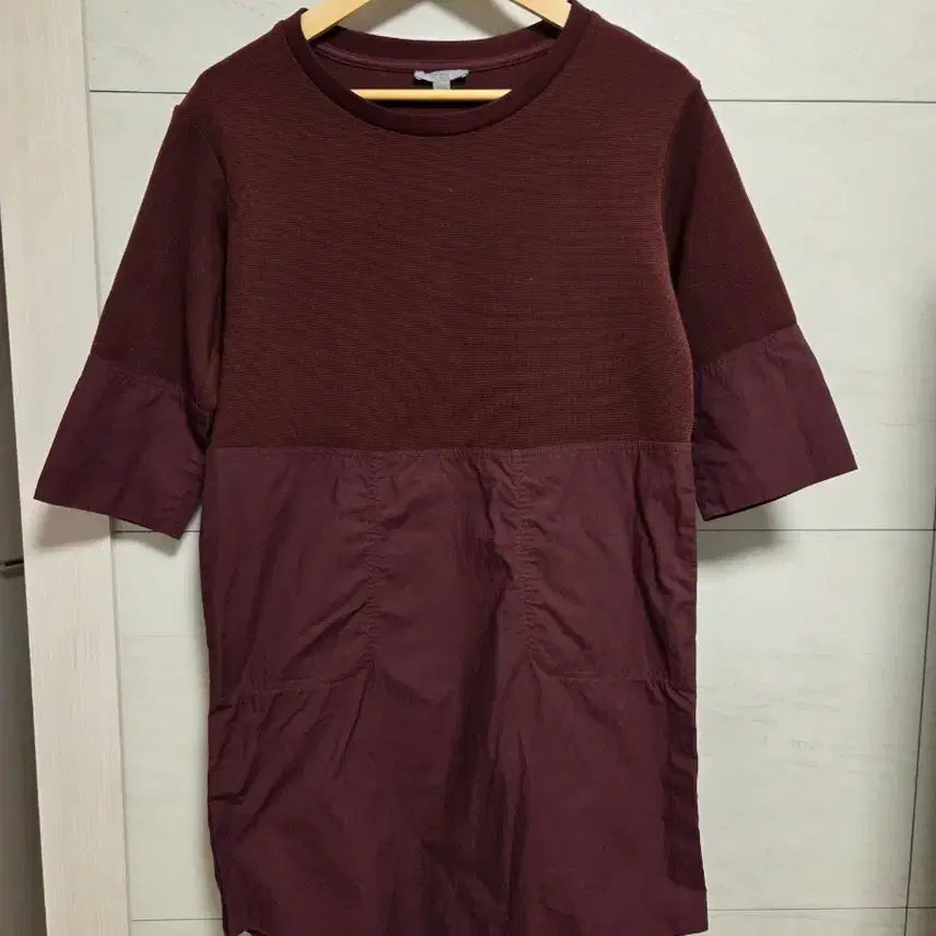 [BUNJANG] COS Color Block Textured Dress Burgundy XS / COS 텍스쳐 배색 원피스 버건디 xs